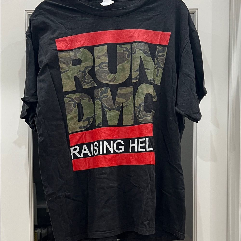 Port and Company Black Tee with Red and Green Graphic